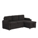 Black Convertible L-shaped Sofa Couch with Storage, Cup Holders, USB Ports, Chenille Fabric, 83.5' Default -DTYStore