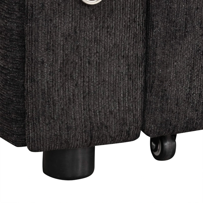 Black Convertible L-shaped Sofa Couch with Storage, Cup Holders, USB Ports, Chenille Fabric, 83.5' Default -DTYStore