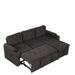 Black Convertible L-shaped Sofa Couch with Storage, Cup Holders, USB Ports, Chenille Fabric, 83.5' Default -DTYStore