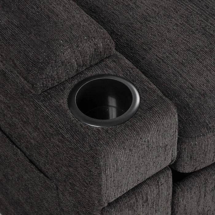 Black Convertible L-shaped Sofa Couch with Storage, Cup Holders, USB Ports, Chenille Fabric, 83.5' Default -DTYStore