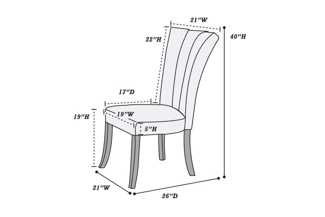 Black Faux Leather Upholstered Lines back Set of 2pc Chairs Dining Room Wide Flair back Chair Default -DTYStore