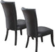 Black Faux Leather Upholstered Lines back Set of 2pc Chairs Dining Room Wide Flair back Chair Default -DTYStore