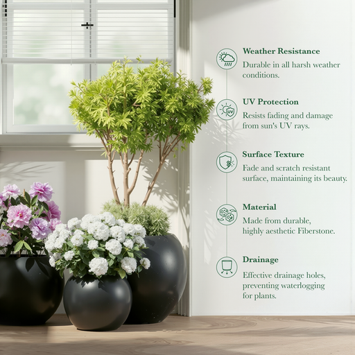 Mount Sherman Sculptural Fiberstone Planter With Open Sphere Top Design