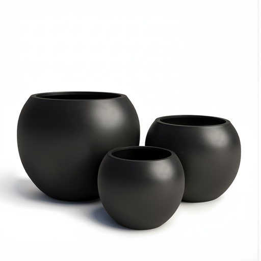 Mount Sherman Sculptural Fiberstone Planter With Open Sphere Top Design