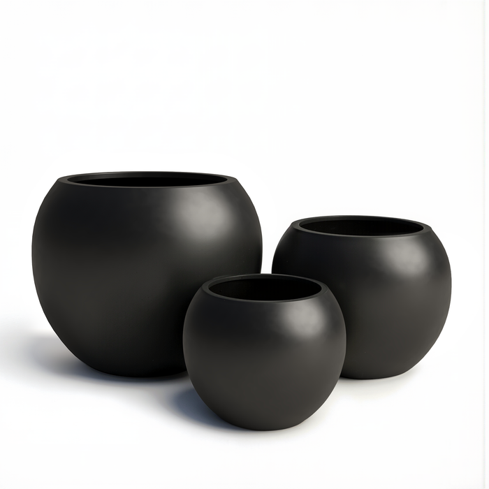 Mount Sherman Sculptural Fiberstone Planter With Open Sphere Top Design