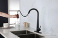 Black Kitchen Faucets with Pull Down Sprayer, Kitchen Sink Faucet with Pull Out Sprayer, Fingerprint Resistant, Single Hole Deck Mount, Single Handle Copper Kitchen Faucet, Matte Black - DTY Store
