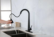 Black Kitchen Faucets with Pull Down Sprayer, Kitchen Sink Faucet with Pull Out Sprayer, Fingerprint Resistant, Single Hole Deck Mount, Single Handle Copper Kitchen Faucet, Matte Black - DTY Store