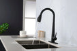 Black Kitchen Faucets with Pull Down Sprayer, Kitchen Sink Faucet with Pull Out Sprayer, Fingerprint Resistant, Single Hole Deck Mount, Single Handle Copper Kitchen Faucet, Matte Black- DTY Store