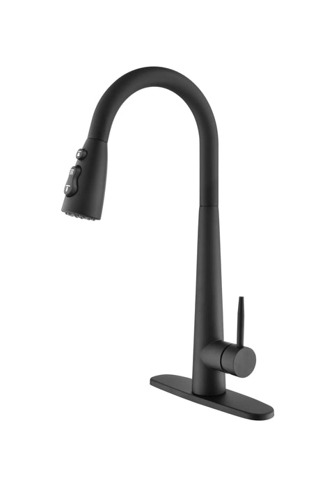 Black Kitchen Faucets with Pull Down Sprayer, Kitchen Sink Faucet with Pull Out Sprayer, Fingerprint Resistant, Single Hole Deck Mount, Single Handle Copper Kitchen Faucet, Matte Black - DTY Store
