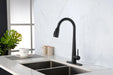 Black Kitchen Faucets with Pull Down Sprayer, Kitchen Sink Faucet with Pull Out Sprayer, Fingerprint Resistant, Single Hole Deck Mount, Single Handle Copper Kitchen Faucet, Matte Black - DTY Store