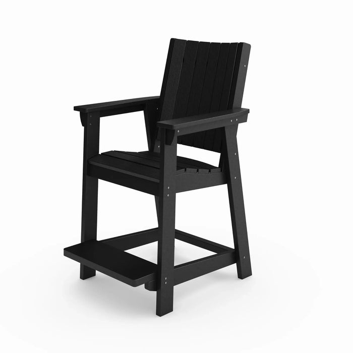 Black Modern Counter Chair – Sleek HDPE Poly Lumber for Dining, Patio, and Garden Comfort Default -DTYStore