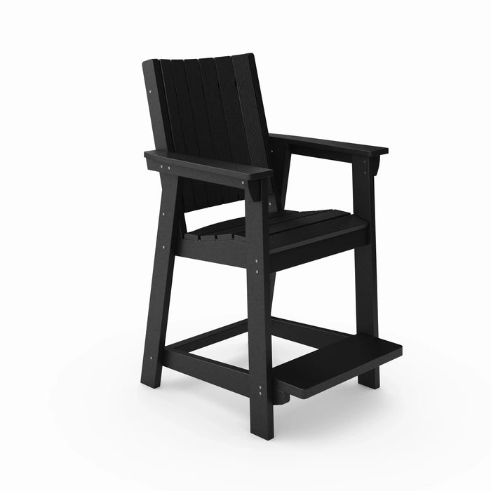 Black Modern Counter Chair – Sleek HDPE Poly Lumber for Dining, Patio, and Garden Comfort Default -DTYStore