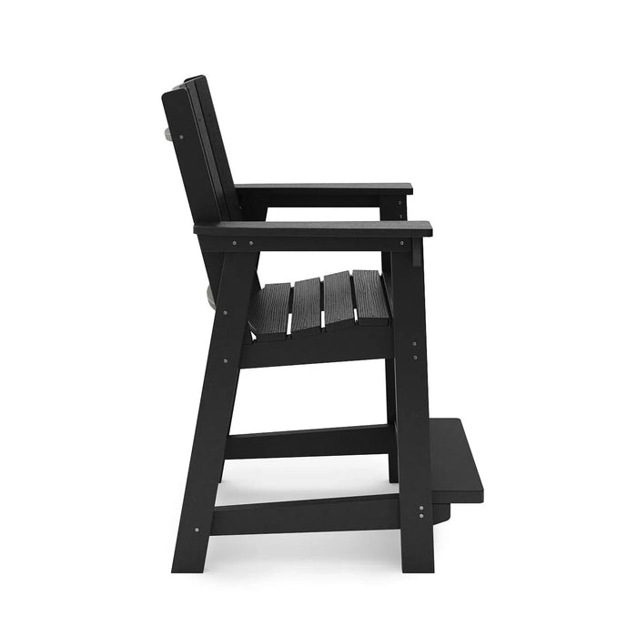 Black Modern Counter Chair – Sleek HDPE Poly Lumber for Dining, Patio, and Garden Comfort Default -DTYStore