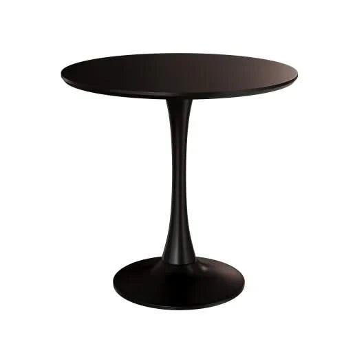 Black Round Table, Modern Dining Table, MDF Top and Steel Base Tulip Round Kitchen Table, Mid Century Coffee Table for Living Room 24 Inch,Kitchen Table,Oval Dining Table,Gift for Mother's day Default -DTYStore