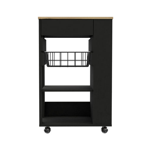 Black Wengue and Light Oak 5-Shelf 1-Drawer Kitchen Cart Default -DTYStore