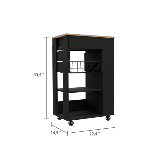 Black Wengue and Light Oak 5-Shelf 1-Drawer Kitchen Cart Default -DTYStore