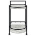Black and Faux White Marble Serving Cart with Wine Rack Default -DTYStore