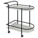 Black and Faux White Marble Serving Cart with Wine Rack Default -DTYStore