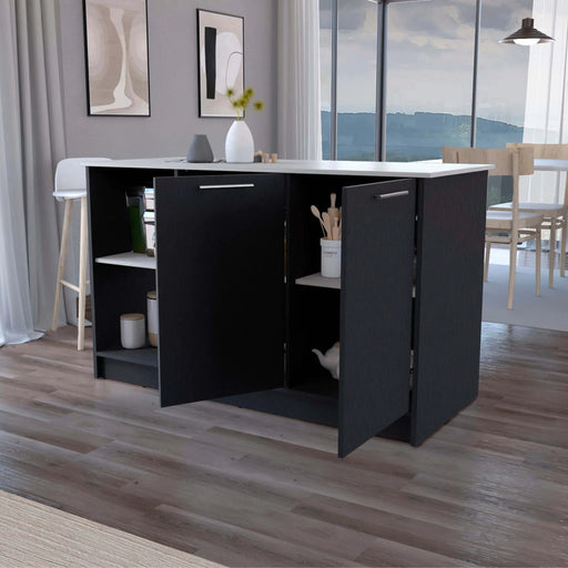 Black and Onyx Double Door Cabinets Kitchen Island Default -DTYStore