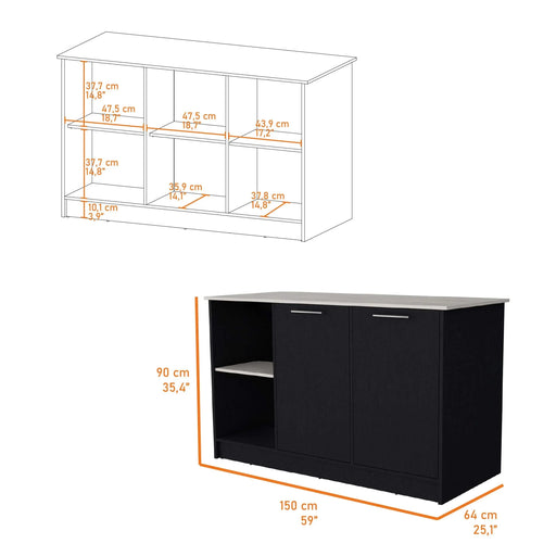 Black and Onyx Double Door Cabinets Kitchen Island Default -DTYStore