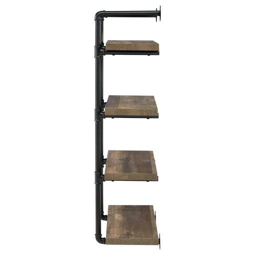 Black and Rustic Oak 4-tier Wall Shelf Default -DTYStore