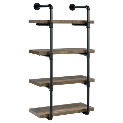 Black and Rustic Oak 4-tier Wall Shelf Default -DTYStore