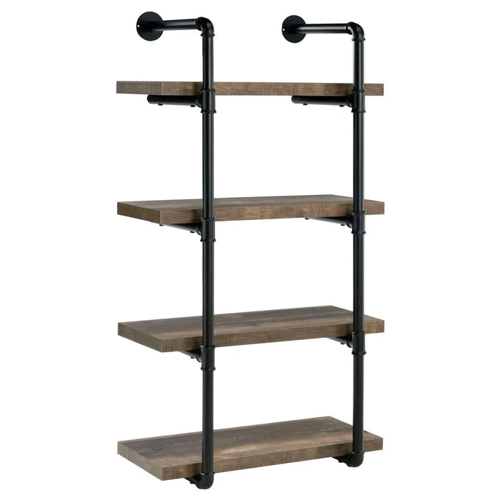 Black and Rustic Oak 4-tier Wall Shelf Default -DTYStore
