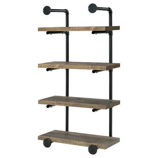 Black and Rustic Oak 4-tier Wall Shelf Default -DTYStore