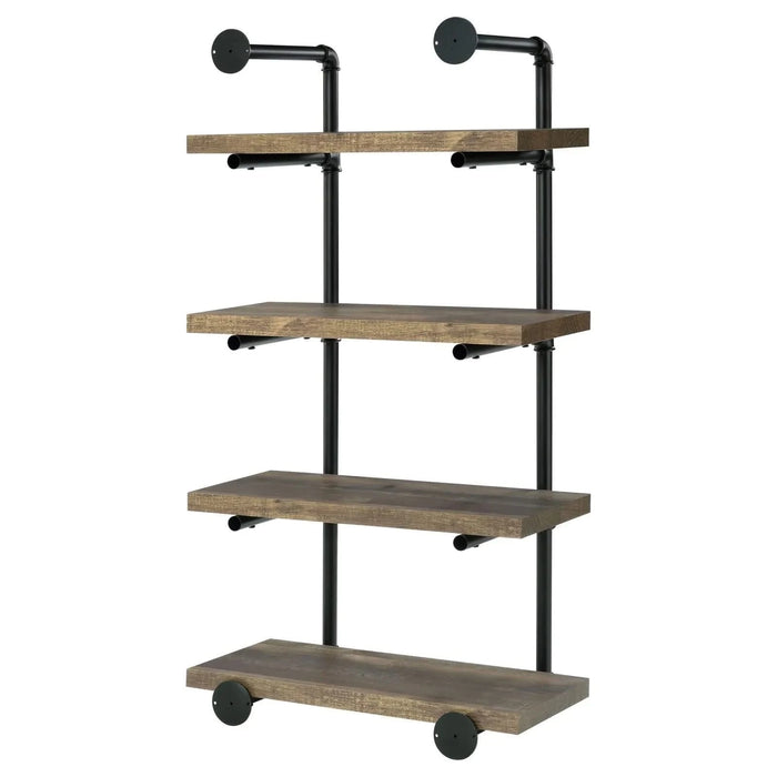 Black and Rustic Oak 4-tier Wall Shelf Default -DTYStore