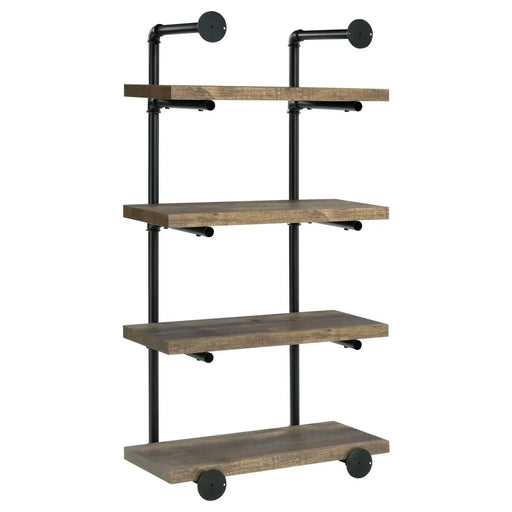 Black and Rustic Oak 4-tier Wall Shelf Default -DTYStore