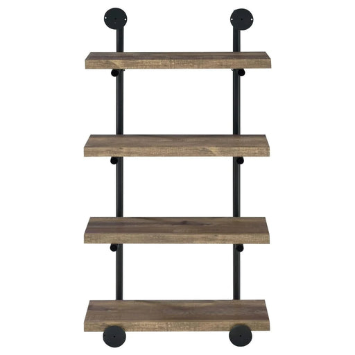 Black and Rustic Oak 4-tier Wall Shelf Default -DTYStore