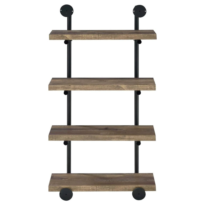 Black and Rustic Oak 4-tier Wall Shelf Default -DTYStore