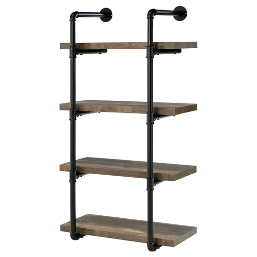 Black and Rustic Oak 4-tier Wall Shelf Default -DTYStore