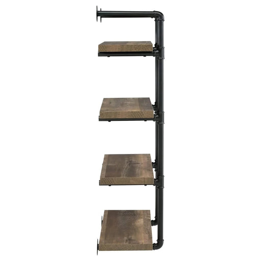 Black and Rustic Oak 4-tier Wall Shelf Default -DTYStore