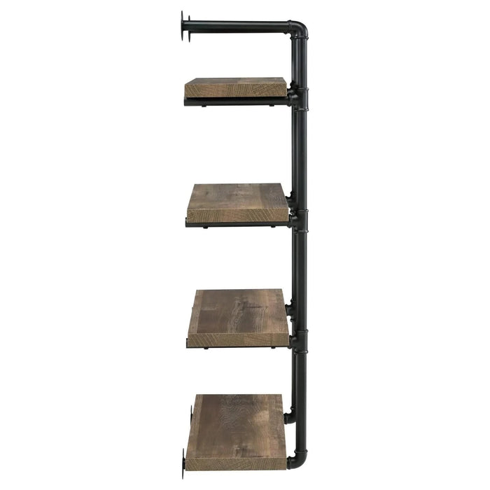 Black and Rustic Oak 4-tier Wall Shelf Default -DTYStore