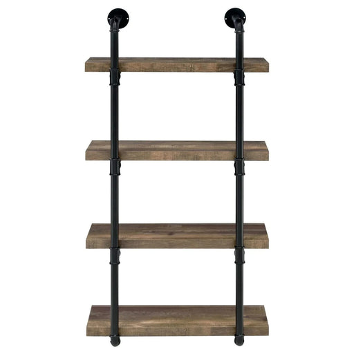 Black and Rustic Oak 4-tier Wall Shelf Default -DTYStore