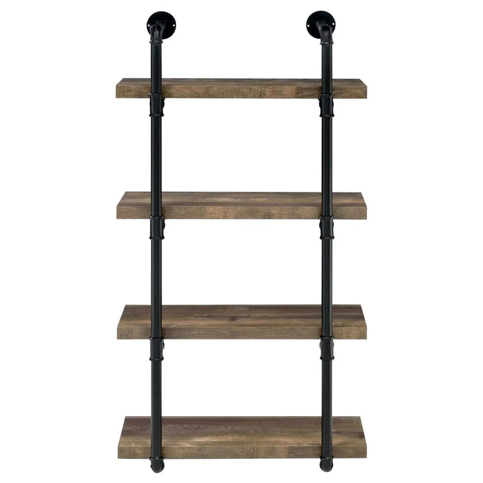 Black and Rustic Oak 4-tier Wall Shelf Default -DTYStore