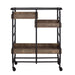 Black and Walnut Serving Cart with 3 Adjustable Trays Default -DTYStore