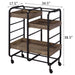 Black and Walnut Serving Cart with 3 Adjustable Trays Default -DTYStore