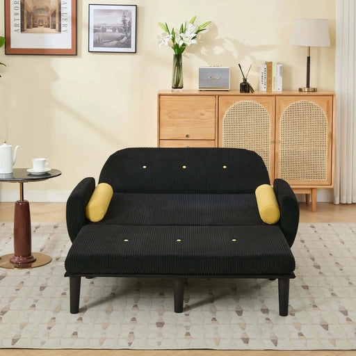 Black corduroy love seat soaf livingroom day bed recliner with storage pocket USB charger Default -DTYStore