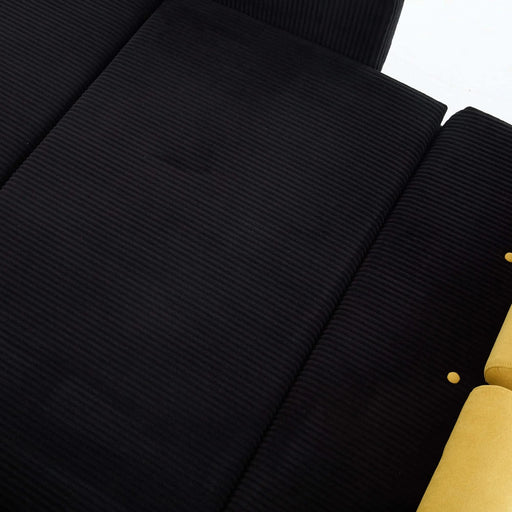 Black corduroy love seat soaf livingroom day bed recliner with storage pocket USB charger Default -DTYStore