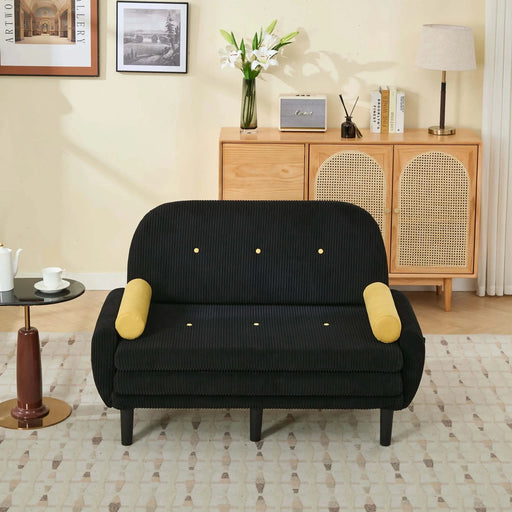 Black corduroy love seat soaf livingroom day bed recliner with storage pocket USB charger Default -DTYStore