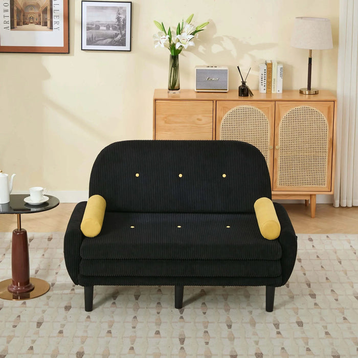 Black corduroy love seat soaf livingroom day bed recliner with storage pocket USB charger Default -DTYStore