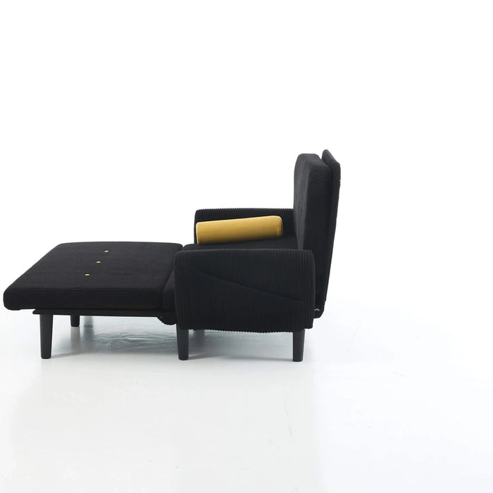 Black corduroy love seat soaf livingroom day bed recliner with storage pocket USB charger Default -DTYStore