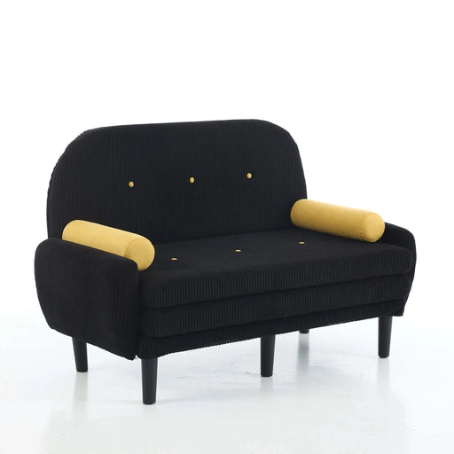 Black corduroy love seat soaf livingroom day bed recliner with storage pocket USB charger Default -DTYStore