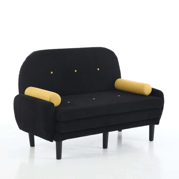 Black corduroy love seat soaf livingroom day bed recliner with storage pocket USB charger Default -DTYStore