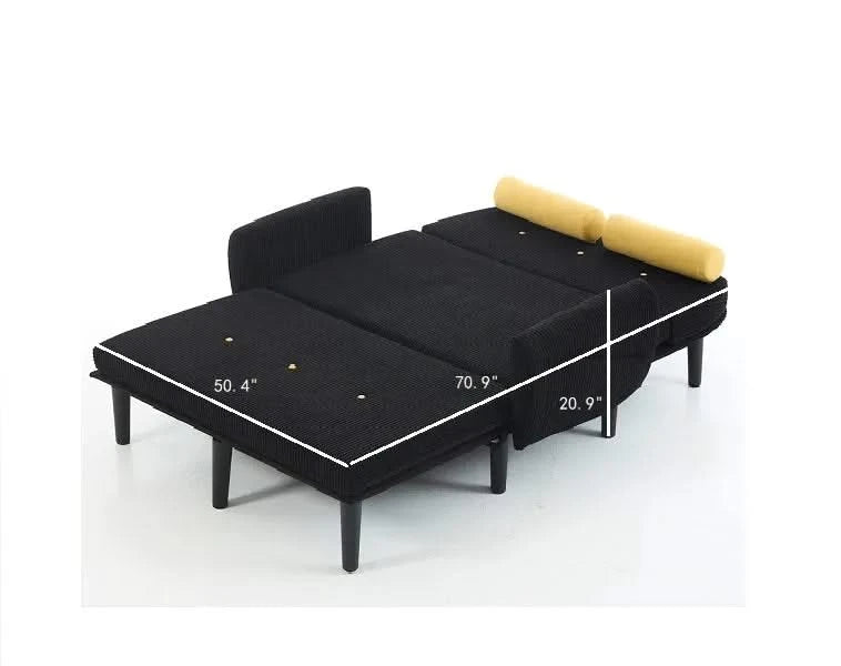 Black corduroy love seat soaf livingroom day bed recliner with storage pocket USB charger Default -DTYStore