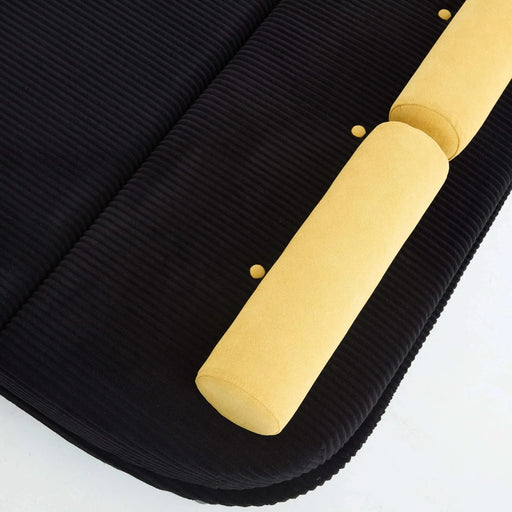 Black corduroy love seat soaf livingroom day bed recliner with storage pocket USB charger Default -DTYStore