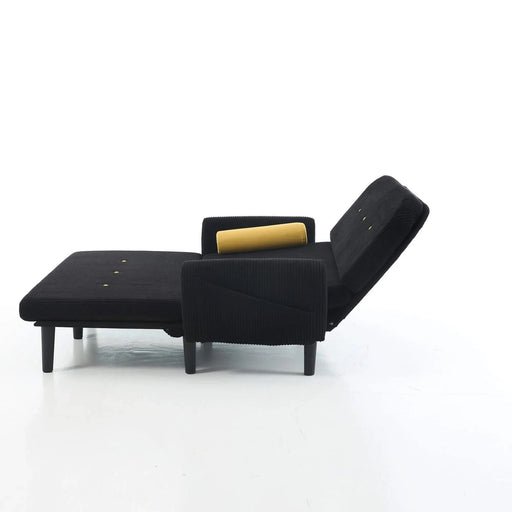 Black corduroy love seat soaf livingroom day bed recliner with storage pocket USB charger Default -DTYStore