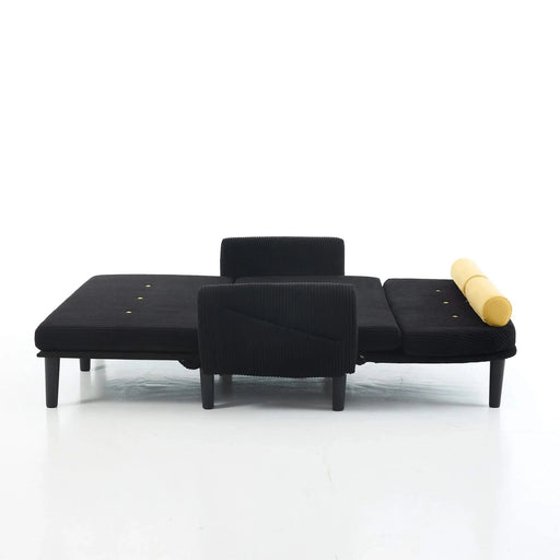 Black corduroy love seat soaf livingroom day bed recliner with storage pocket USB charger Default -DTYStore